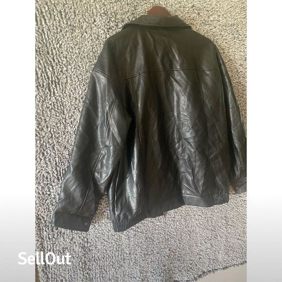 BSA Men's Vintage Black faux Leather Bomber Jacket Size L - Picture 6 of 10